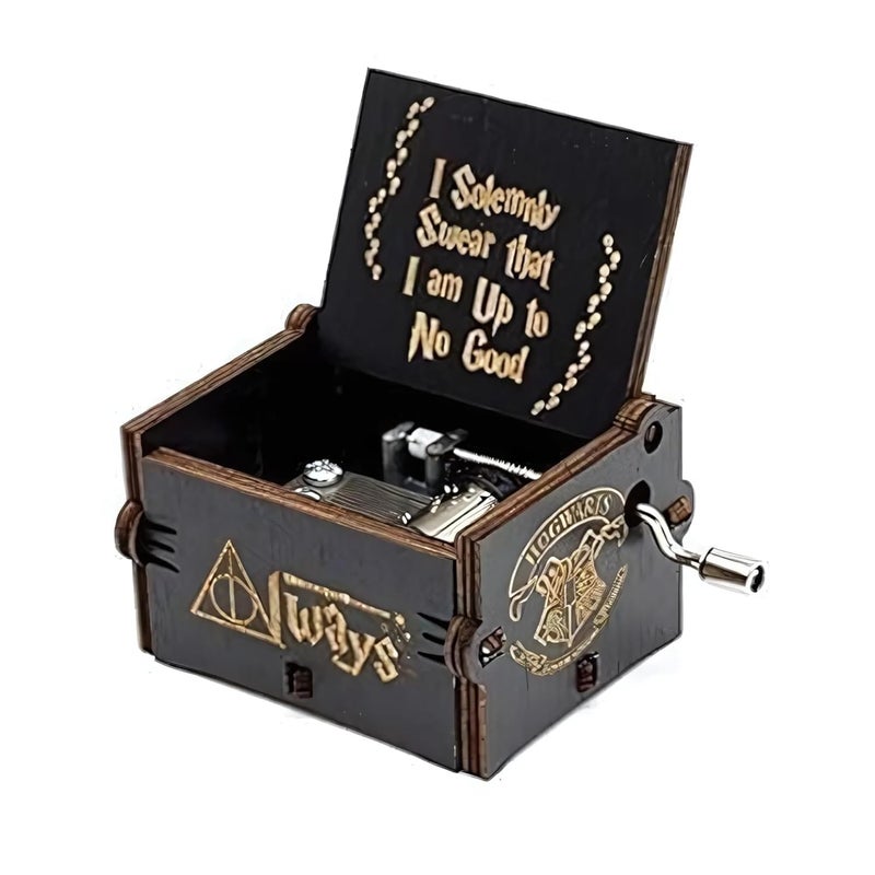 Fusked Caaju Wooden HP Music Box - Hand Crank Classic Antique Carved Wood Musical Boxes - Birthday Gift for Potterheads - Image 1